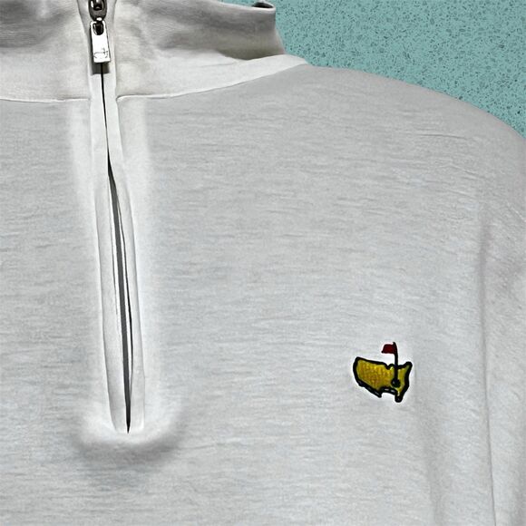 Peter Millar Masters White Quarter Zip Pullover L Augusta National Logo Golf - Picture 6 of 10